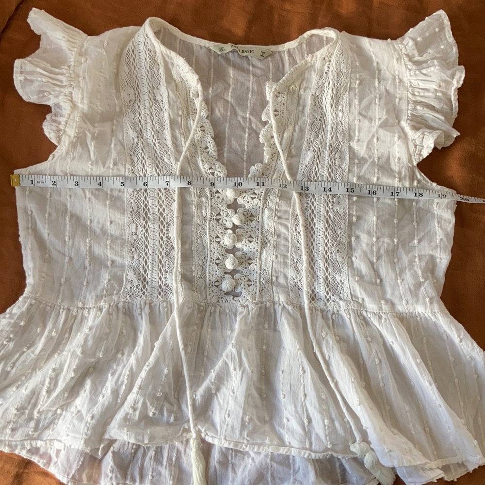 Zara flutter sleeve peplum Indian cotton blouse - Picture 7 of 10